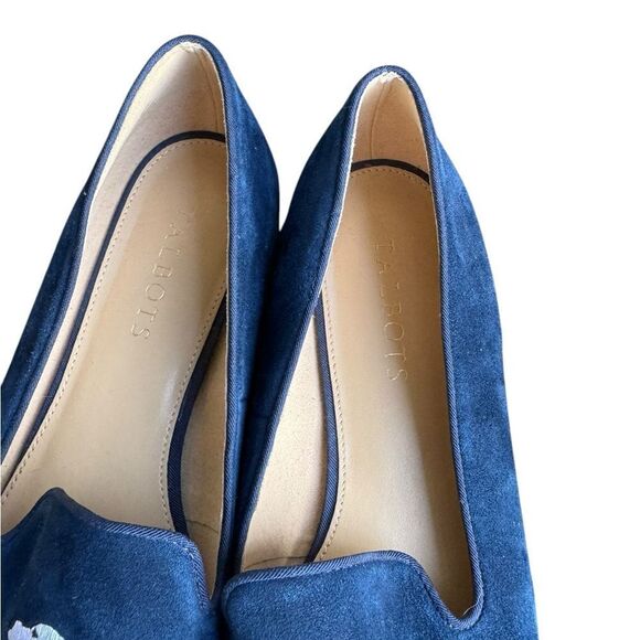 Talbots RYAN EMBROIDERED SUEDE LOAFERS in navy 8.5 - Picture 6 of 8
